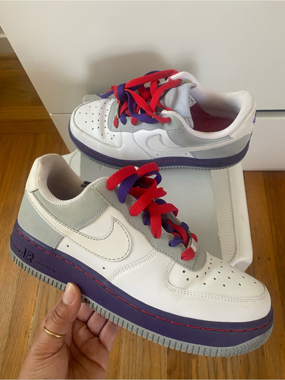 Nike Kids Sneakers - White with Purple & Red Accents